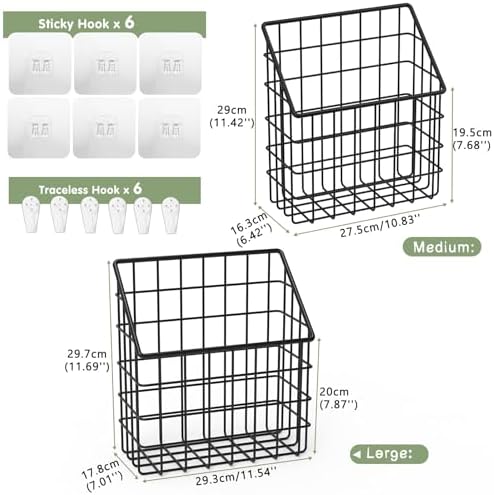 Greentainer 2 Pack Bath Toy Storage Organizer, Large Rustproof Metal Wire Basket, Wall Mounted Hanging Bathtub Holder, Bathroom Shower Caddy for Tub Toys & Toiletries - Image 2