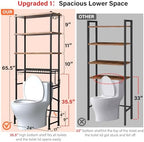 Over-The-Toilet Storage Shelves, 4-Tier Bathroom Organizer Shelf Over Toilet with Adjustable Feet Pad and Basket, Freestanding Space Saver Bathroom Storage Rack Above Toilet (Vintage Brown) - Image 2