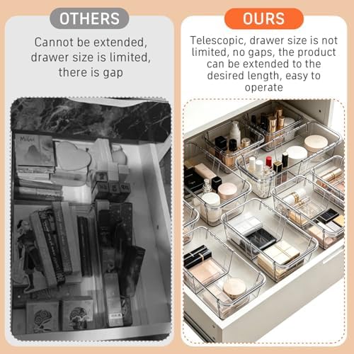 Expandable Drawer Organizer Set, 15 Clear Bins, 2 Sizes - Image 4