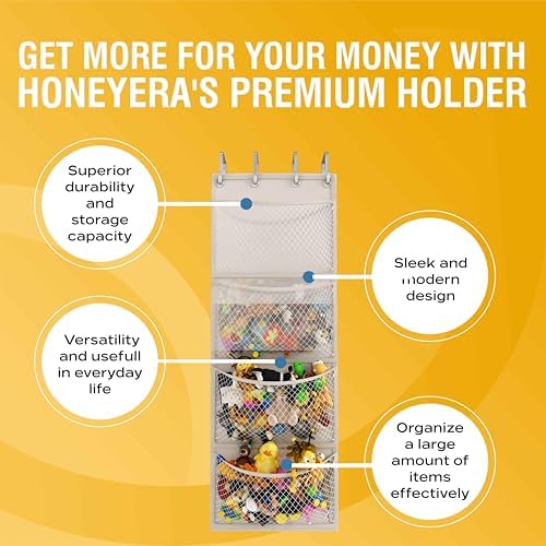 Honeyera The Original Storage for Stuffed Animals, Over Door Organizer for Stuffies, Baby Accessories, Toy Plush, Breathable Hanging Pockets Big Girls Toddler Large Bag - Image 6