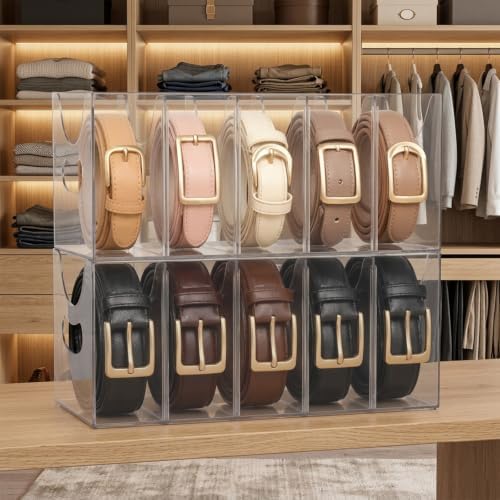 2 Pcs Belt Organizer, with Removable Dividers 5 Compartments - Image 5
