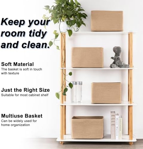 4 Pack Storage Baskets for Organizing, Woven Baskets for Shelves - Perfect for Toys, Books, Towels, and Clothes, Durable Gift Basket Bins Toy Storage, 12.7''L x9''W x7.8''H, Jute - Image 2