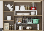 Jojocross Expandable Adjustable Stackable Kitchen Organizer, Spice Rack,Metal Pantry Storage Shelves Racks,Counter Shelf for Cabinets, Countertop, Cupboard (2 Packs/Medium/White) - Image 6