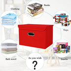 STOREONE Fabric Storage Cube Bins Foldable Organizer Container Collapsible Basket with Lids and Metal Handles, for Home, Bedroom, Closet 8 Pcs (Red) - Image 3