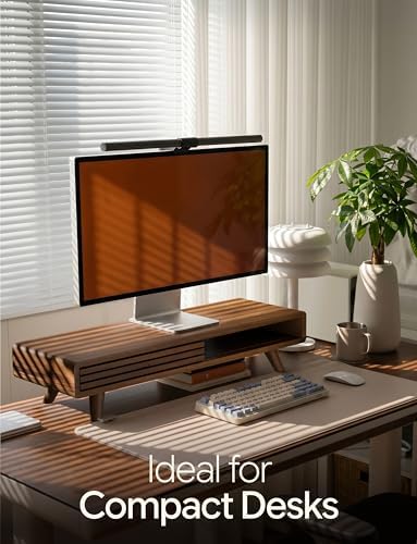 Tinamo 24" Wood Monitor Stand Riser with Sliding Door and Cable Management - Image 4