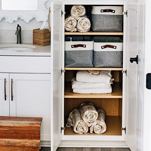 OrganiHaus 15x11in Canvas Storage Baskets 3 Pack - Fabric Bins for Shelves - Image 6