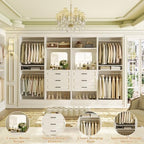Unikito Closet System, 100" Closet Organizer with Drawers & Mirrors, White - Image 4