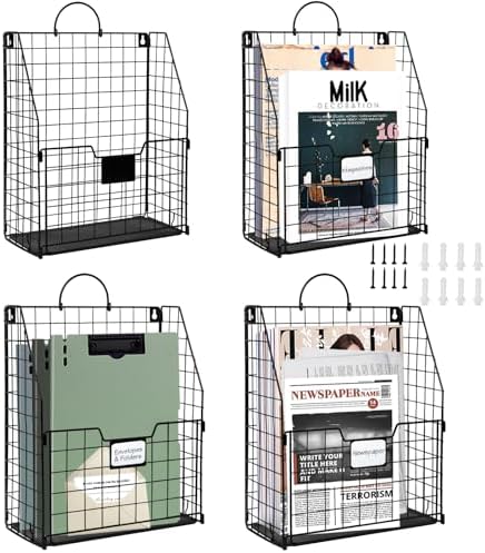 DILIBRA 4 Packs Hanging Wall File Organizer, Foldable Magazine File Holder by DILIBRA