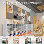 Mail Sorter Wood Literature Organizer, Student Mailbox for Classroom, Desktop Bill Paper Organizer for Office Home School, 48 Compartments, Black - Image 2