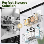 YUOROS 2 Tier Shower Caddy Hanging Over the Door (Silver) - Image 4