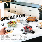 Razab 30 PC Glass Food Storage Containers with Lids - Reusable Glass Meal Prep Containers for Lunch and Leftovers - Airtight & Leakproof Snap Locking Lids - Oven, Freezer, Microwave, Dishwasher Safe - Image 4