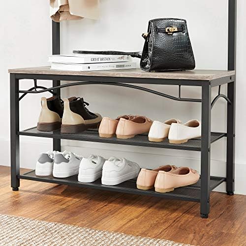 VASAGLE Shoe Bench Rack, 3-Tier Storage Shelf for Entryway Hallway Living Room, Industrial Accent Furniture with Steel Frame, 12.6 x 31.5 x 70.3 Inches, Greige - Image 6