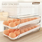 theaoo Egg Holder for Fridge, Automatic Rolling Egg Container, White, 2Pack - Image 5