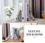 Koville Marble Bookends for Shelves, Large Bookends for Heavy Books, Natural Stone Book Stopper for Books CD Movies, Aesthetic Decorative Book Ends (Grey) - Image 6