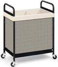 STORAGE MANIAC Rolling Laundry Hamper with Wheels 2-Section Laundry Sorter Rolling Laundrys Basket on Wheels with Removable Bag Clothes Hamper Laundrys Organizer Cart Bathroom Bedroom 100L Beige by STORAGEMANIAC