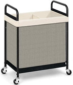STORAGE MANIAC Rolling Laundry Hamper with Wheels 2-Section Laundry Sorter Rolling Laundrys Basket on Wheels with Removable Bag Clothes Hamper Laundrys Organizer Cart Bathroom Bedroom 100L Beige by STORAGEMANIAC