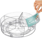Home Intuition Round Plastic Lazy Susan Turntable Food Storage Container for Kitchen (5 Removable Bin, 2 Pack) - Image 3
