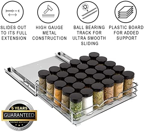 Pull Out Spice Rack for Cabinet, Spice Organizer 12 ⅜"W x 10 ⅜"D x 2 ¾"H - Image 6