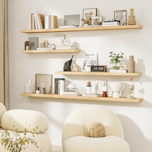 Dreamland 24Inch Floating Shelves for Wall, Rustic Wooden Floating Shelves for Bathroom|Bedroom|Kitchen, 2 Pack Deep Wall Mounted Book Shelf, Wood Storage Display Shelf for Home Decor, Oak - Image 6