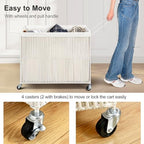WOWLIVE Laundry Basket 3 Section, Handwoven Laundry Hamper with Wheels - Image 6