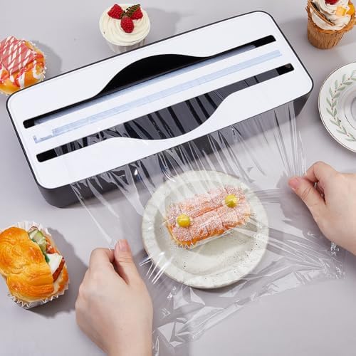 DICOSMETIC 1Pc Plastic Wrap Cutter Aluminum Foil Dispenser Cutter 2 in 1 Wrap Organizer Reusable Cling Film Slide Cutters Black Food Wraps Cutters Dual-Slot Multifunctional for Wax Paper - Image 3