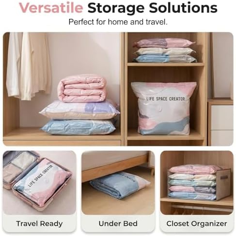 No Pump Vacuum Storage Bags, No Pump Large Vacuum Storage Compression Bags, Thick Airtight Reusable Organizer for Clothes Comforters Travel Moving Closet Storage，3：19.6 * 27.5in - Image 6