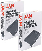JAM PAPER Stackable Paper Trays - Grey - Desktop Document, Letter, & File Organizer Tray - 2/Pack - Image 5