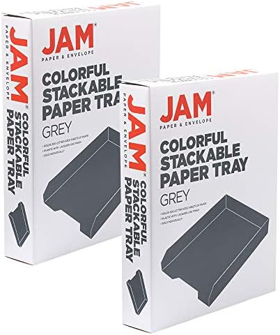 JAM PAPER Stackable Paper Trays - Grey - Desktop Document, Letter, & File Organizer Tray - 2/Pack - Image 5