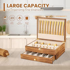 Silverware Storage Box, 2-Layer Flatware Storage Case with Drawer, Wooden Silverware Chest with Linen Liner, Rustic Silverware Case for Storing Fine Flatware and Utensils (Brown) - Image 5
