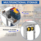 Large Garage Plastic Utility Cart, Heavy Duty 2 Shelf Tool Cart Service Cart Rolling Push Carts with Ergonomic Handle 5" Swivel Casters. - Image 3