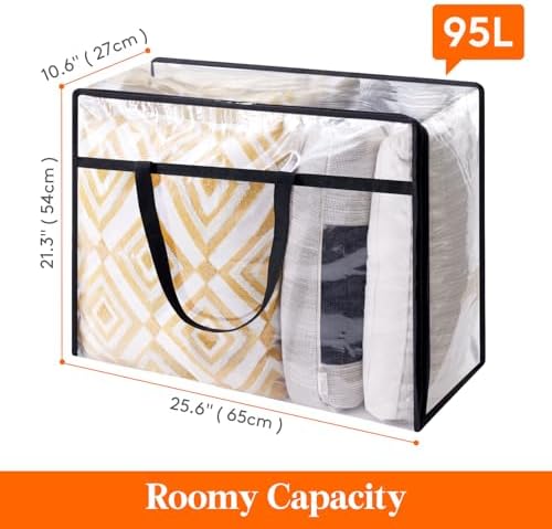 Lifewit 3 Pack Clear Clothes Storage Bags, 95L Plastic Blanket Storage Bag, Vinyl Foldable Moving Bags with Zipper, Closet Organizers and Storage Containers for Bedding, Duvet, Comforter - Image 4