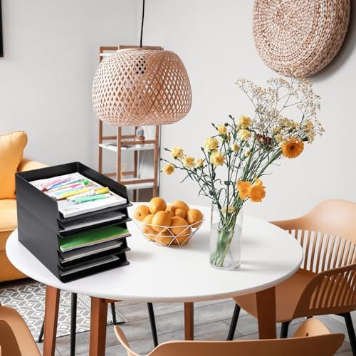 Wenqik 20 Pcs Stackable Paper Letter Trays Plastic Desk Organizer, Black - Image 7