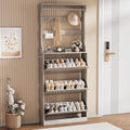 Grey Hidden Shoe Cabinet with 3 Flip Drawers & Coat Rack, Entryway by Boonatu