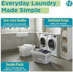 Home Logic 1.75 Bushel Plastic Laundry Basket with Hip Grip, Large Laundry Hamper with Handles, Ventilated Clothes Organizer for Bedroom Bathroom Closet, 2 Pack, White - Image 3