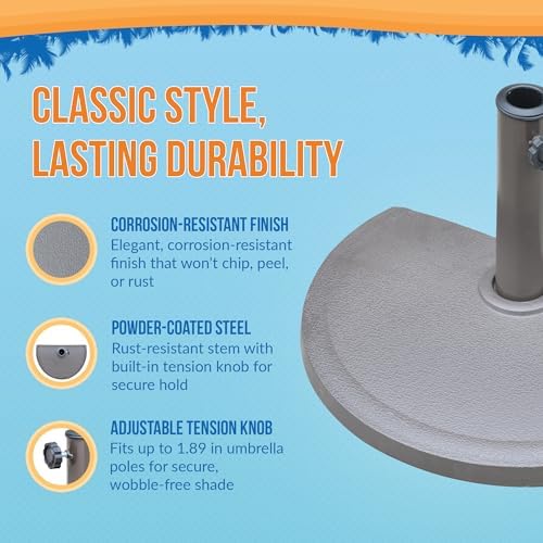 Island Umbrella Resin Half Round Umbrella Base, Brown 20-lbs - Image 5