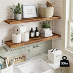 Fixwal Floating Wall Shelves for Decor (Rustic Brown, Set of 2, 35.4Inch) - Image 3