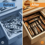 Silverware Organizer, Large Expandable Utensil Drawer Organizer, Cutlery Storage Divider for Forks, Spoons, Knives in Kitchen (Black) - Image 5