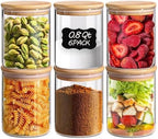 ComSaf Glass Storage Containers with Lids 0.8 Qt, 6 Pack Small Glass Jars by ComSaf