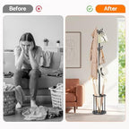 Coat Rack Freestanding, Hat Rack Hall Tree Coat Hanger Umbrella Stand for Entryway, Black Coat Rack with Umbrella Holder, Tree Stand Corner Hall Tree Rack for Hat, Umbrella, Purse, Bag, Clothes - Image 4