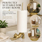 WallCharmers Gold Cat Paper Towel Holder & Metal Toilet Paper Holder Stand - Image 7