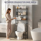 3-Tier Over Toilet Storage, Anti-Tip, 64" H, Black - Image 3
