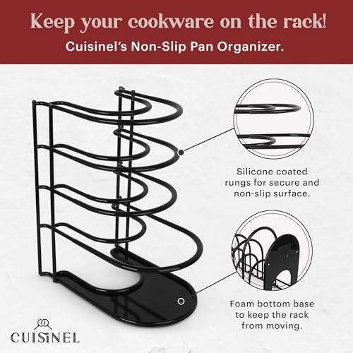 Cuisinel Silicone-Coated Pan Organizer, 12" Cast Iron Skillet Rack, 2 Pack - Image 4
