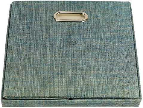 Posprica Storage Bins with Lids,13×13×13 Foldable Storage Cube Baskets Boxes Fabric Drawers for Closet Shelf Cabinet Bookcase,Set o f 4,Teal - Image 5