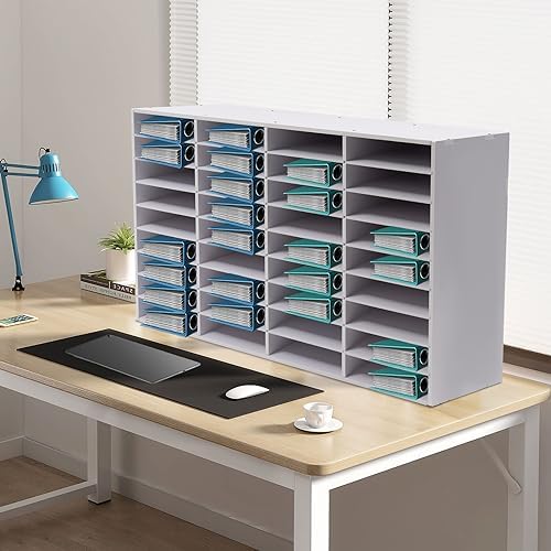 36-Slots File Organizer Box, Desktop File with Adjustable Shelves, Mailbox Paper Organizer for Office, Home, Classroom, Mailrooms Organization - Image 3