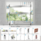 Over The Sink Dish Drainer Drying Rack 3 Tier Adjustable Width - Image 6