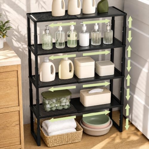 Cabinet Shelves, 4 Pack Stackable Shelves for Pantry Storage by HOFUSUSER