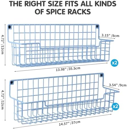 Spice Rack Wall Mount, 4 Pack Spice Organizer, Light Blue - Image 2
