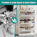 Xixini Shoe Storage Cabinet for Entryway with 3 Flip Drawers, Sturdy Wood Hidden Shoe Storage, Freestanding Narrow Slim Shoe Organizer for Front Door Entrance, Living Room, Hallway, Bedroom, White - Image 5