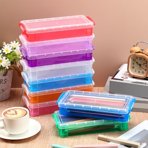 Gueevin 12 Pcs Pencil Box Clear Plastic Pencil Case, Mixed Colors - Image 4