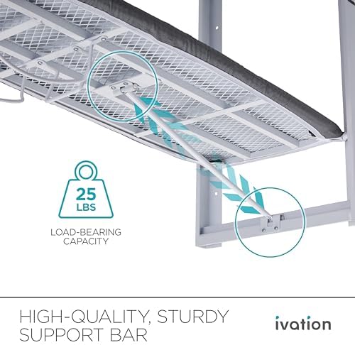 Ivation Wall-Mounted Ironing Board | Foldable 36.2” x 12.2” Ironing Station for Home, Apartment & Small Spaces | Sturdy Folding Board, Easy-Release Lever, Removable Cotton Cover & Mounting Hardware - Image 2